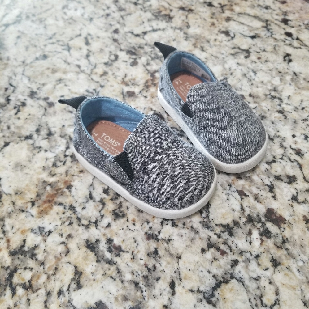 Gray Baby Slip on Tom's- Size 4